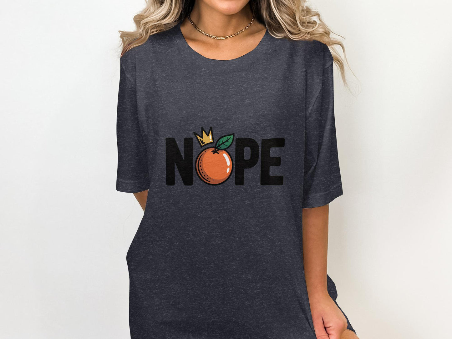 Nope Orange T-Shirt, Funny Graphic Tee, Trendy Novelty Shirt, Unisex Casual Top, Cute Fruit Design, Comfy Everyday Wear, Statement Tee