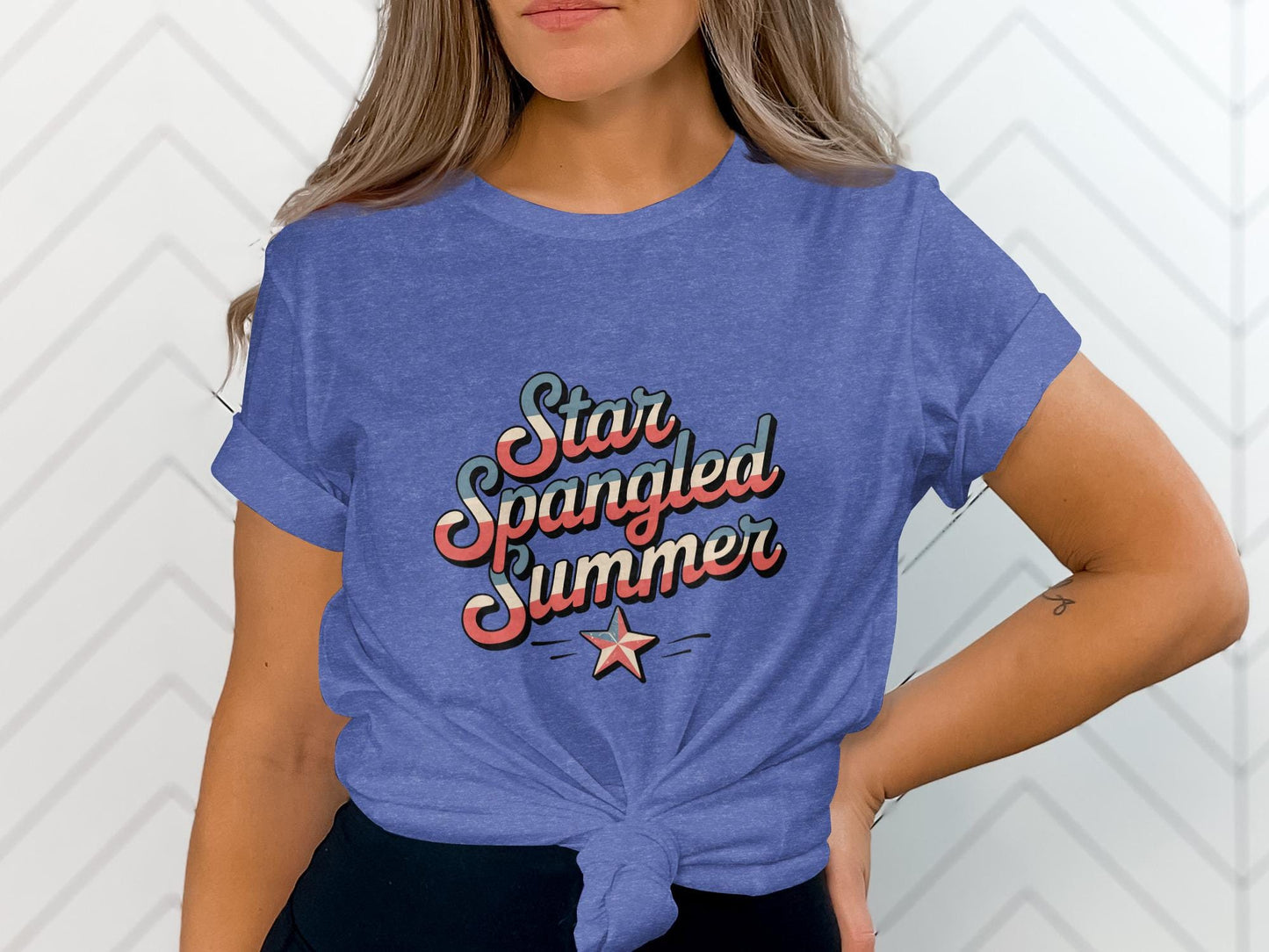 Star Spangled Summer Shirt, Patriotic T-Shirt, Fourth of July Tee, Independence Day Top, USA Pride Apparel, Women's Casual Tshirt
