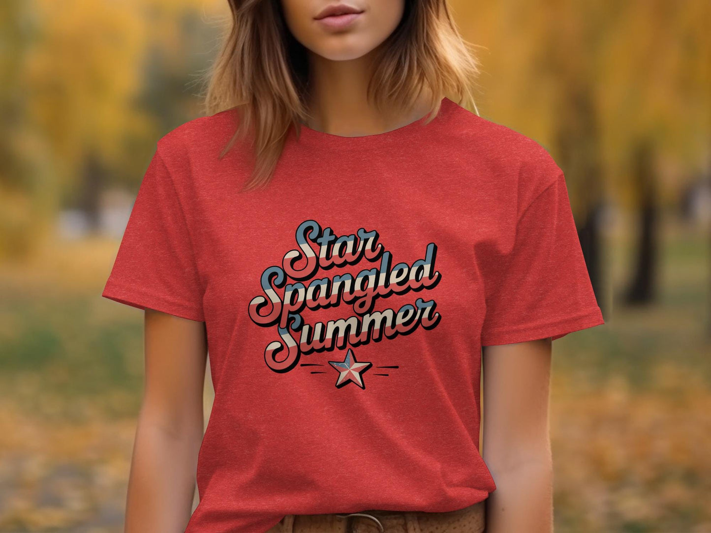 Star Spangled Summer T-shirt, Patriotic Graphic Tee, American Pride Shirt, Fourth of July Outfit, Summer Casual Top, Retro Style