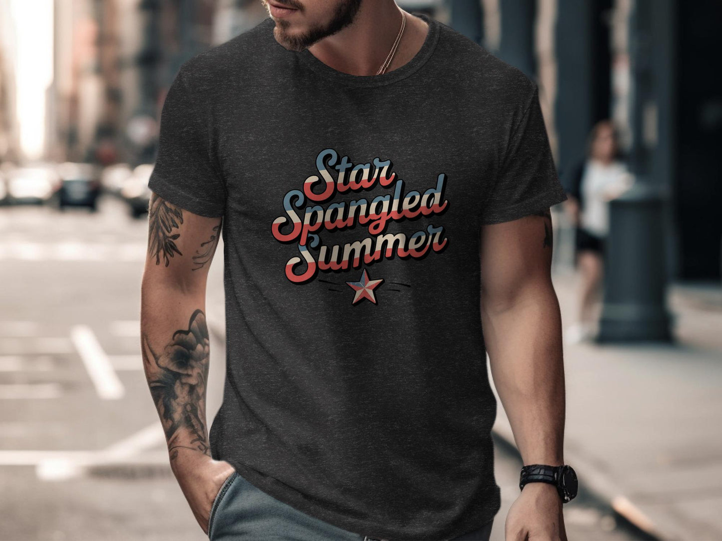 Patriotic Star Spangled Summer Shirt, Casual Men's Graphic Tee, Independence Day Outfit, Vintage Style USA T-Shirt