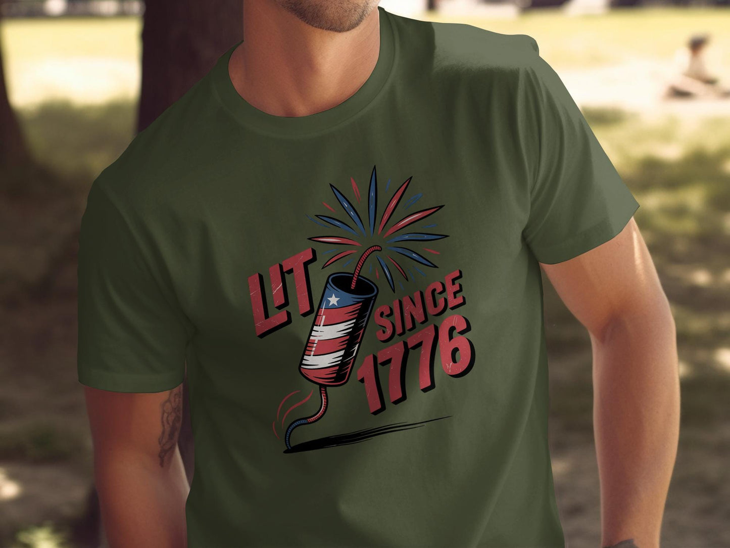 Lit Since 1776 Shirt, Patriotic Fireworks Tee, 4th of July Clothing, Independence Day Outfit, USA Celebration Apparel