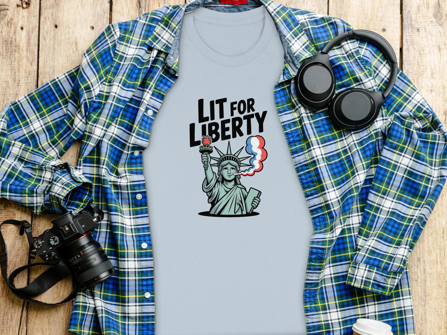 Lit For Liberty Graphic Tee, Statue of Liberty Shirt, 4th of July Clothing, Patriotic T-shirt, Independence Day Outfit