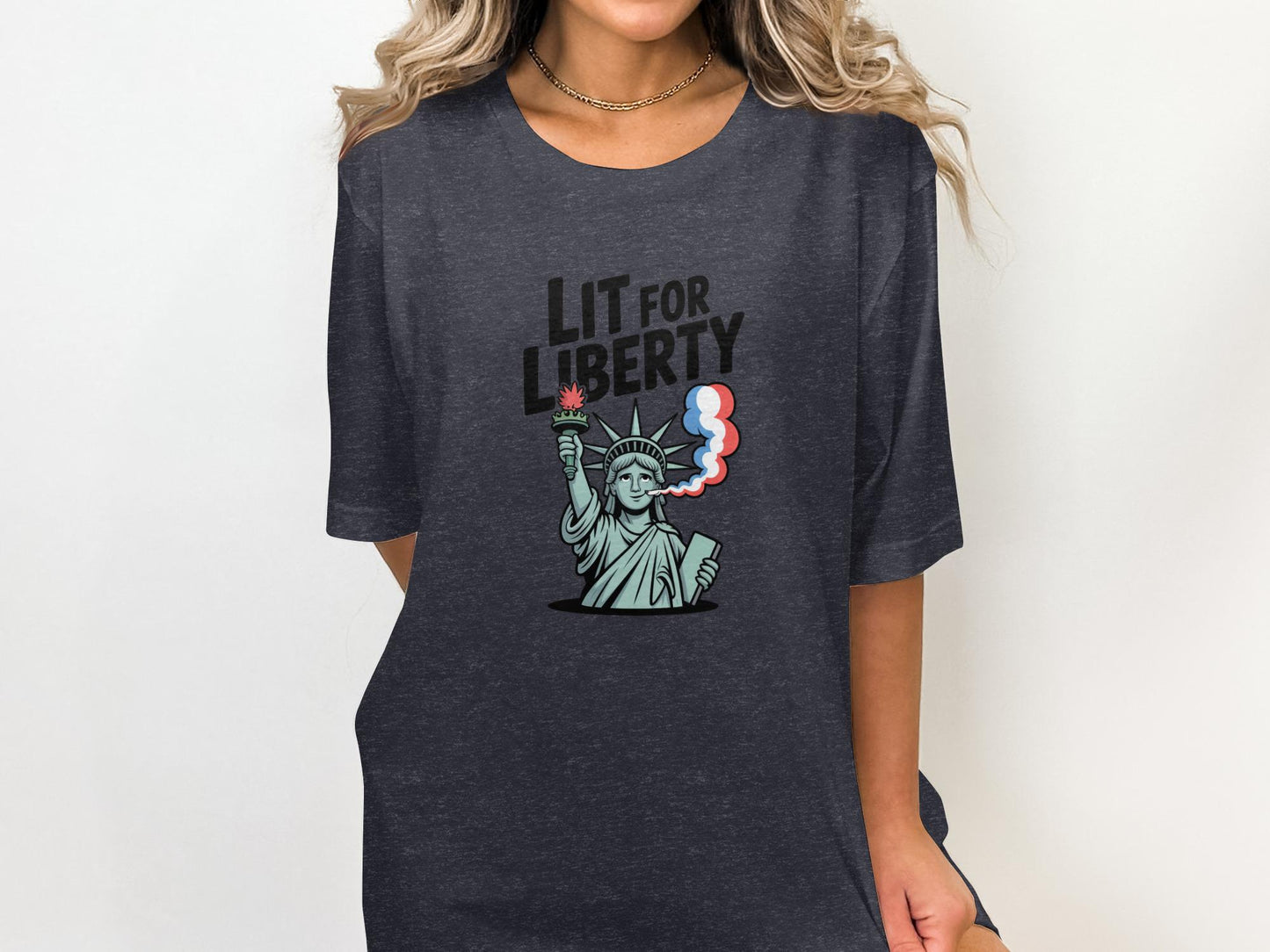 Funny Statue of Liberty T-Shirt, Lit for Liberty Tee, Patriotic Humor Shirt, Independence Day Graphic Tee, USA Freedom T-Shirt