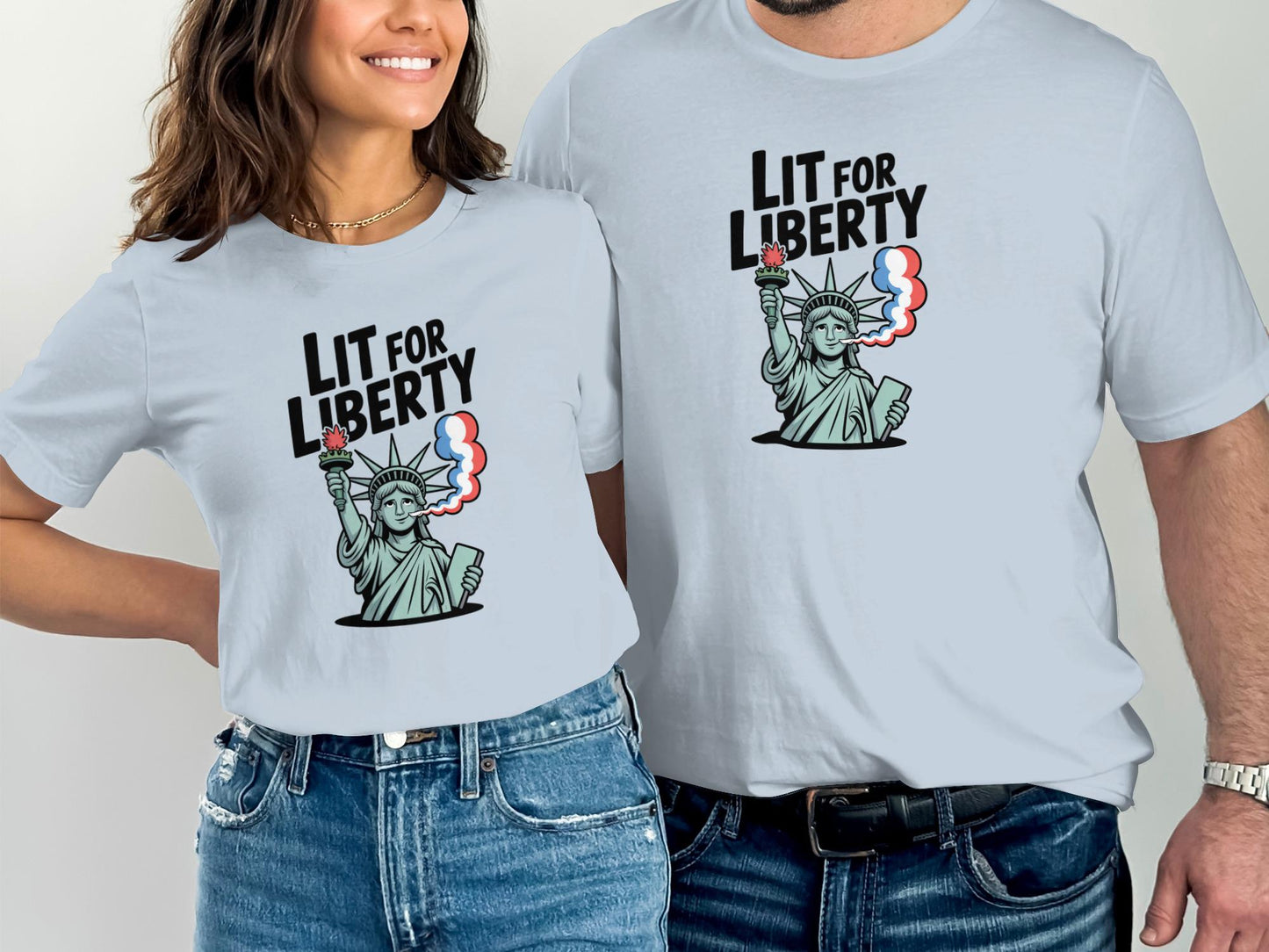 Lit for Liberty T-Shirt, Statue of Liberty Graphic Tee, 4th of July Shirt, Independence Day Top, USA Patriotic Shirt, Unisex US Flag Top