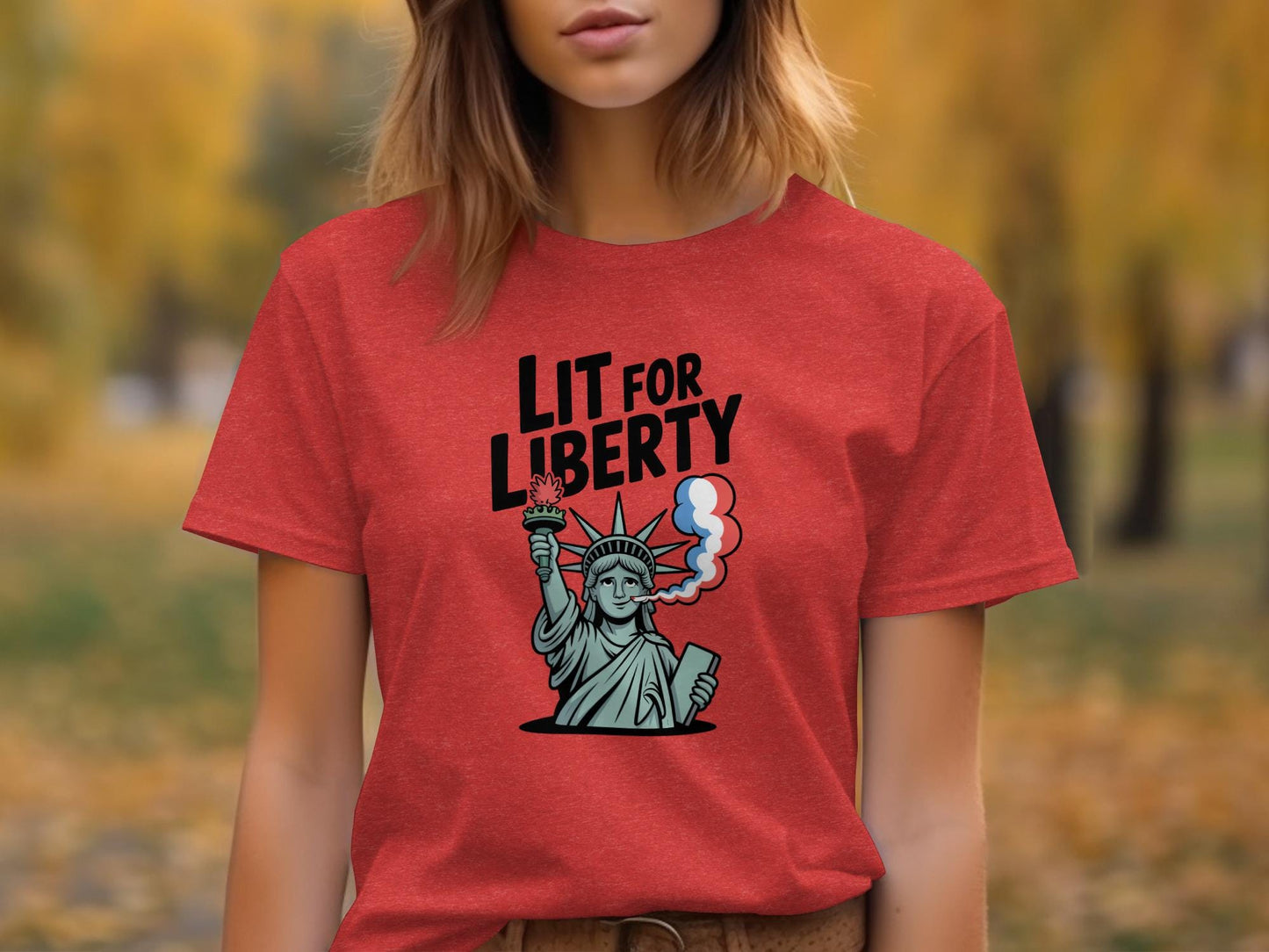 Lit for Liberty T-shirt, Funny Statue of Liberty Shirt, Freedom Graphic Tee, Patriotic Shirt, Independence Day Apparel, Political Humor