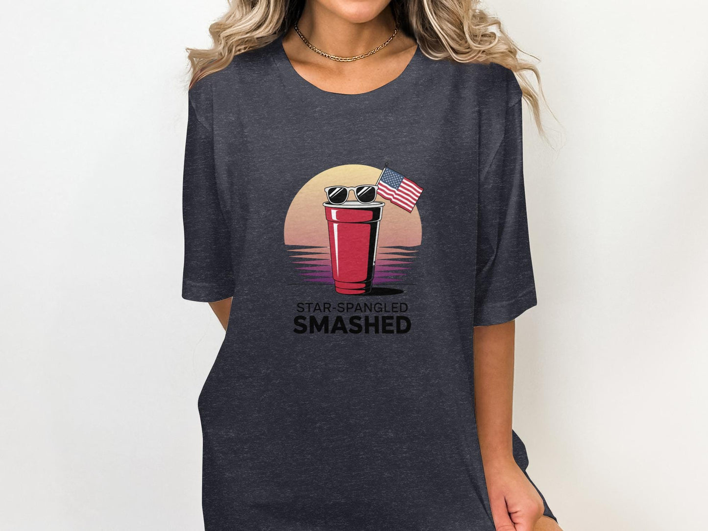 Star Spangled Smashed Graphic Tee, Funny Party Shirt, Patriotic American Pride T-Shirt, Cool Summer Outfit, USA Themed Top
