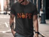 Funny Nope T-Shirt, Graphic Tee with Orange Fruit, Casual Short Sleeve Top, Men's Humorous Summer Outfit, Cool Trendy Apparel