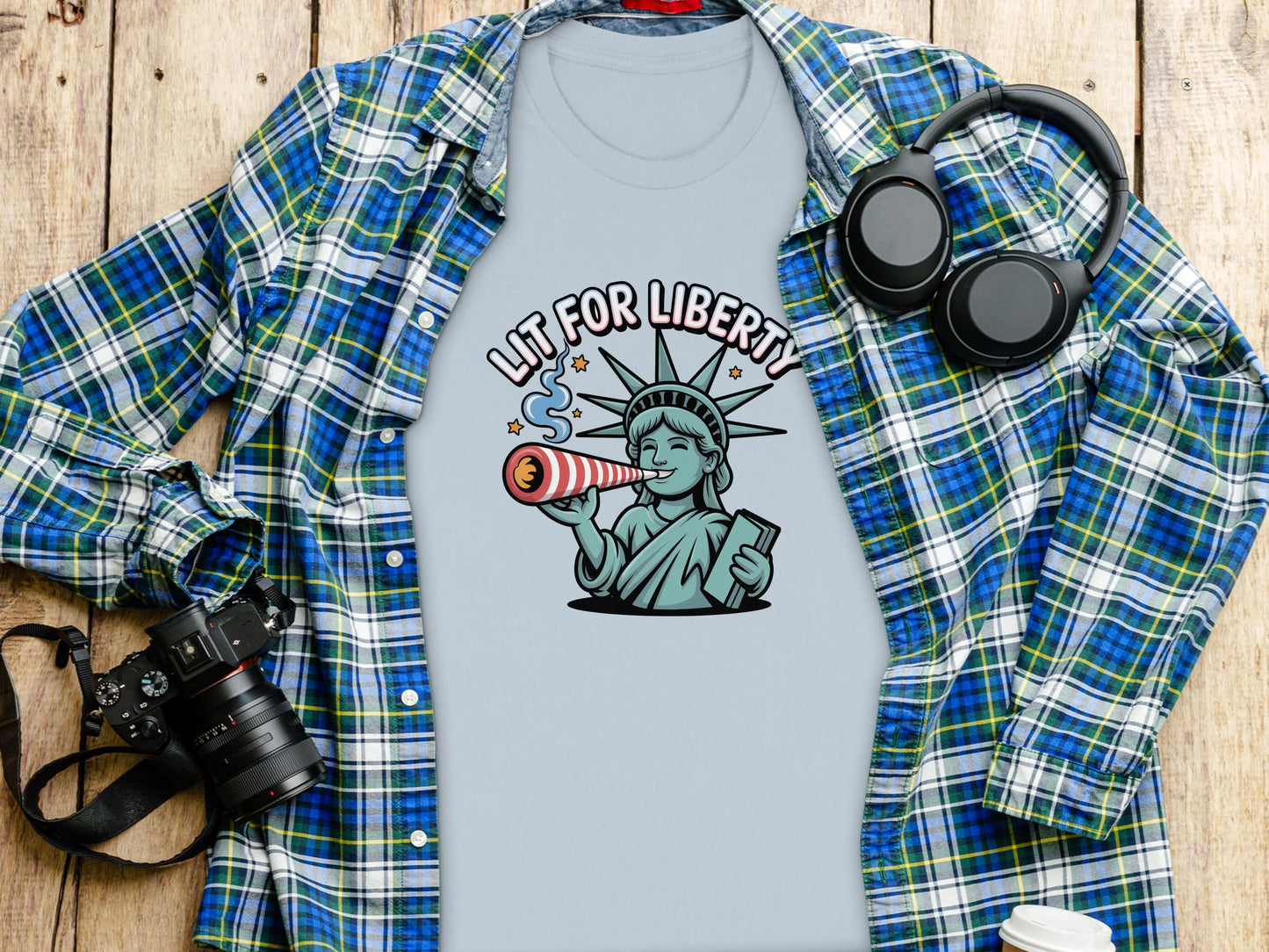 Statue of Liberty graphic tee shirt, lit for liberty t-shirt, patriotic funny shirt, independence day shirt, USA pride shirt