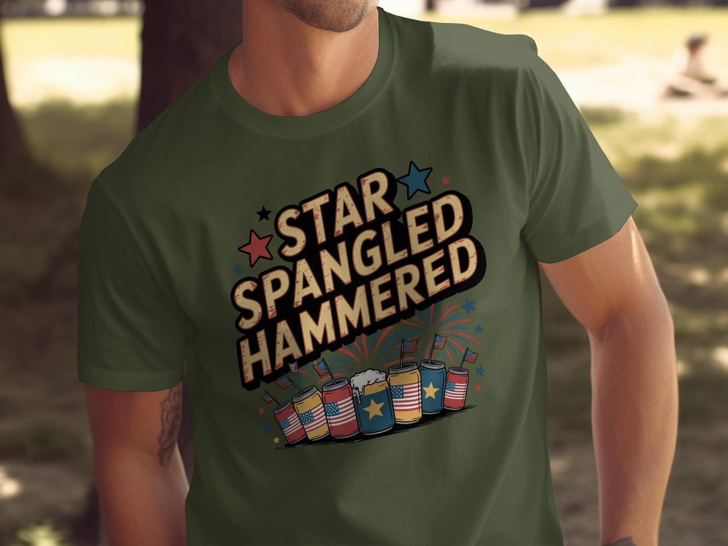 Star Spangled Hammered funny shirt, Fourth of July humor tee, patriotic party t-shirt, American drinking holiday shirt