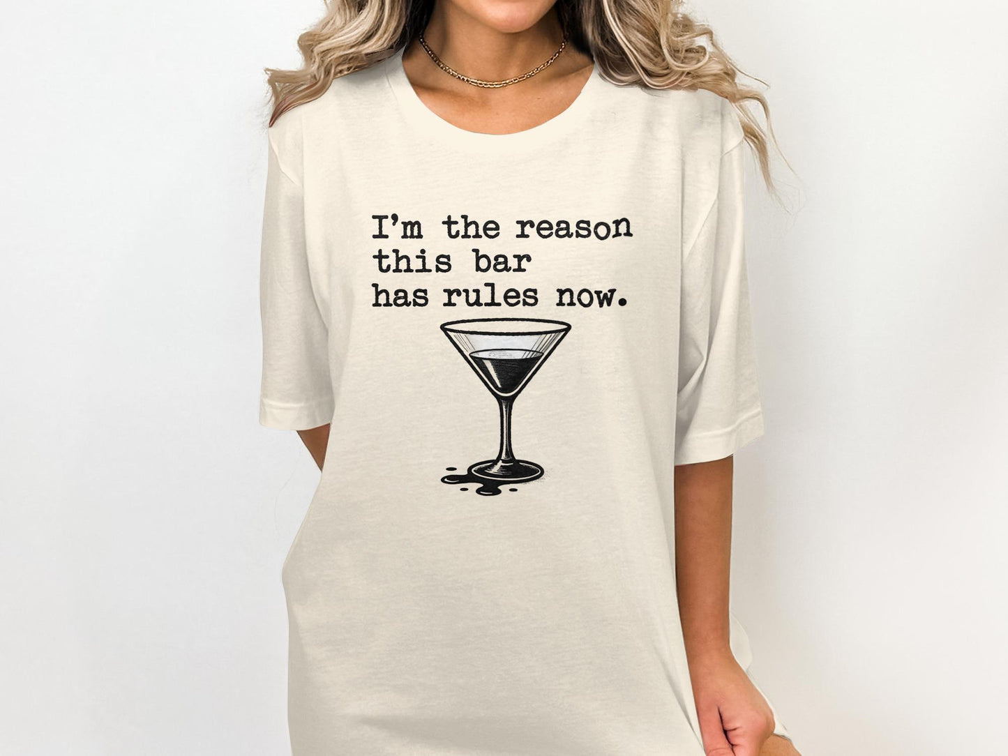 Funny Bar Rules Shirt, Quirky Graphic Tee, Humorous Cocktail T-shirt, Trendy Casual Outfit, Fun Drinking Top, Gift for Party Lover