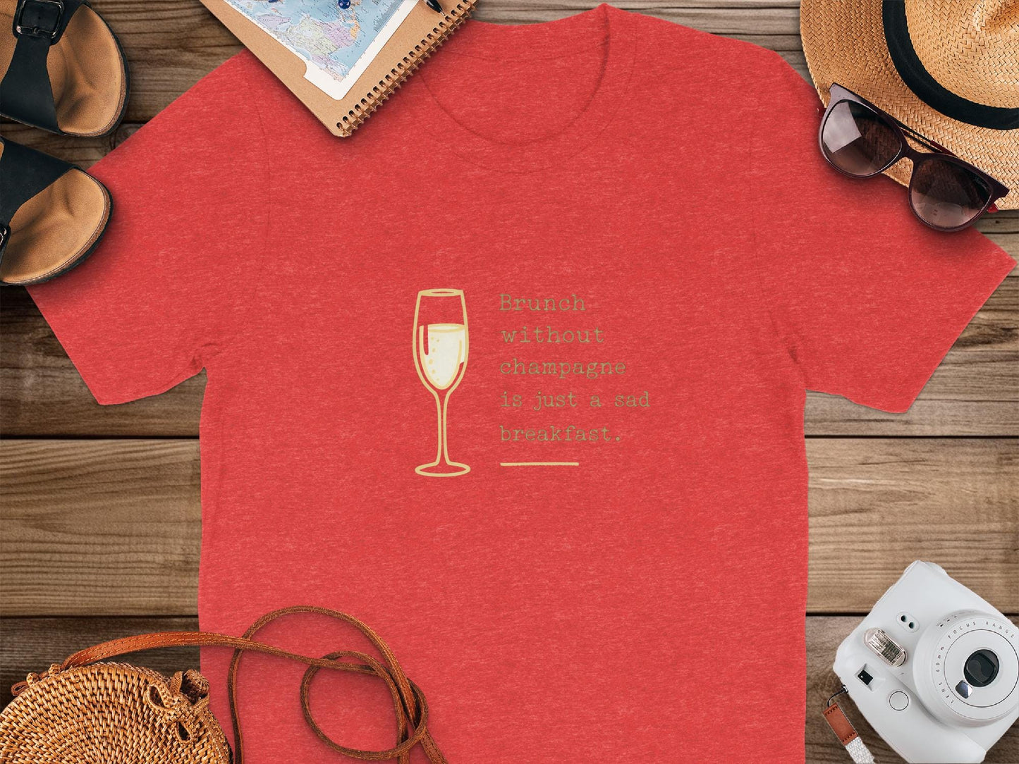 Brunch Shirt, Funny Champagne Quote Tee, Weekend Breakfast Top, Cute Casual Graphic Shirt, Wine Lover Gift, Ladies Red T-shirt