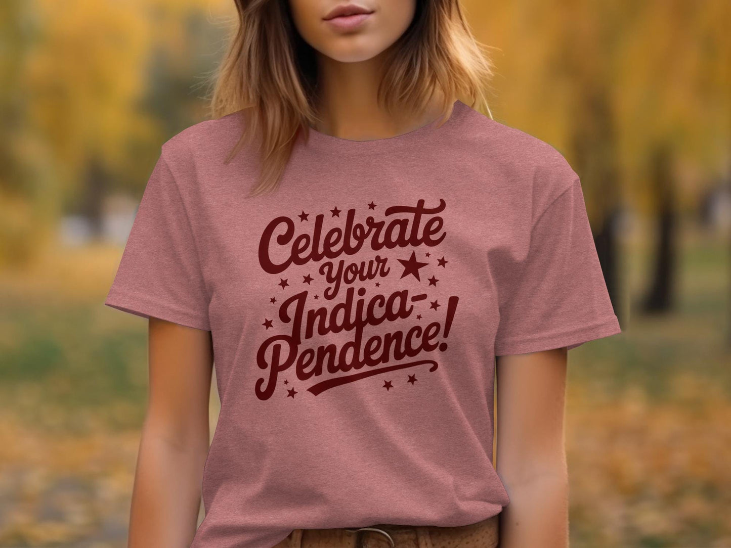 Celebrate Your Indica Pendence T Shirt, Cannabis Lovers Gift, Weed Enthusiast Tee, Stoner Apparel, Unique Marijuana Shirt, Funny Slogan