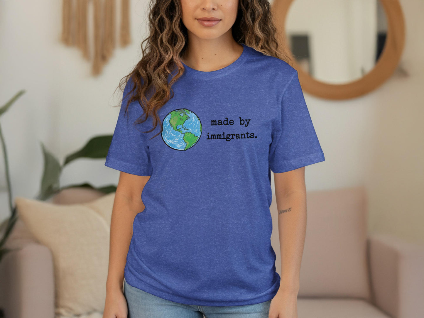 Earth Made by Immigrants Shirt, Immigrant Empowerment Tee, Activist Clothing, World Map Graphic T-Shirt, Support Immigration Top