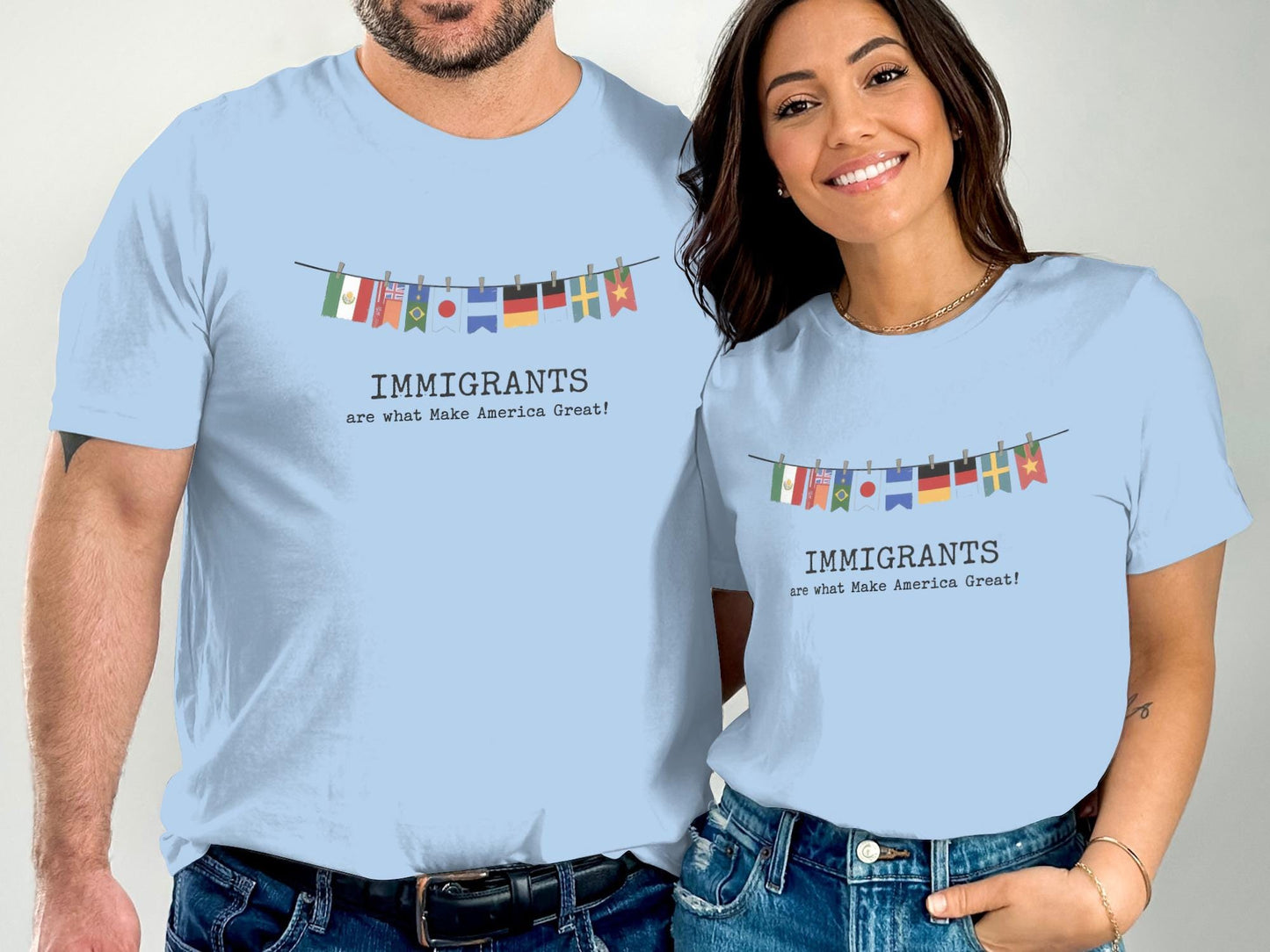 Couples Matching Immigrants Shirt, Immigrants Make America Great T-Shirt, Flag Design Unity Tee, Proud Immigrant Gift Shirt