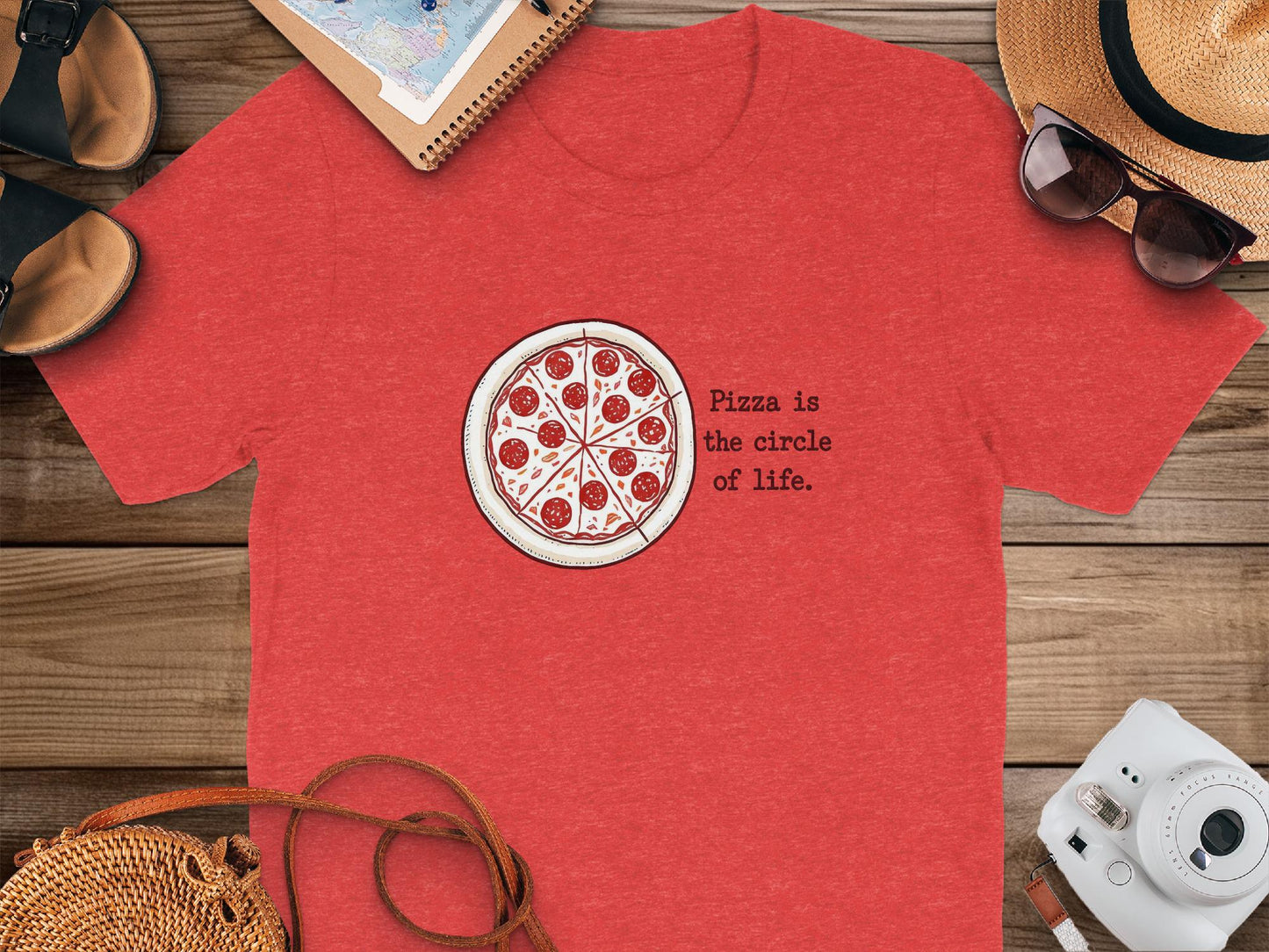 Pizza is the Circle of Life T-Shirt, Funny Pizza Tee, Food Lover Shirt, Graphic Tee, Pizza Lover Gift, Casual Red Shirt, Unisex Shirt