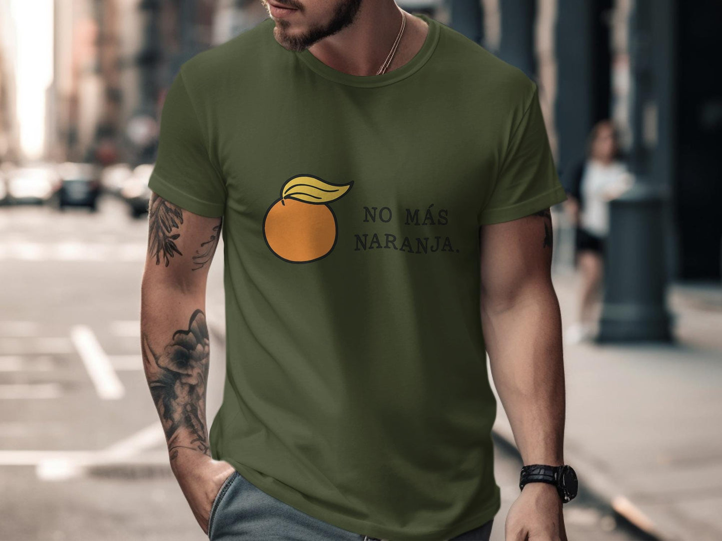 Funny Spanish Quote T-Shirt, No Mas Naranja Graphic Tee, Cool Casual Wear, Unique Statement Shirt, Trendy Everyday Comfort Top