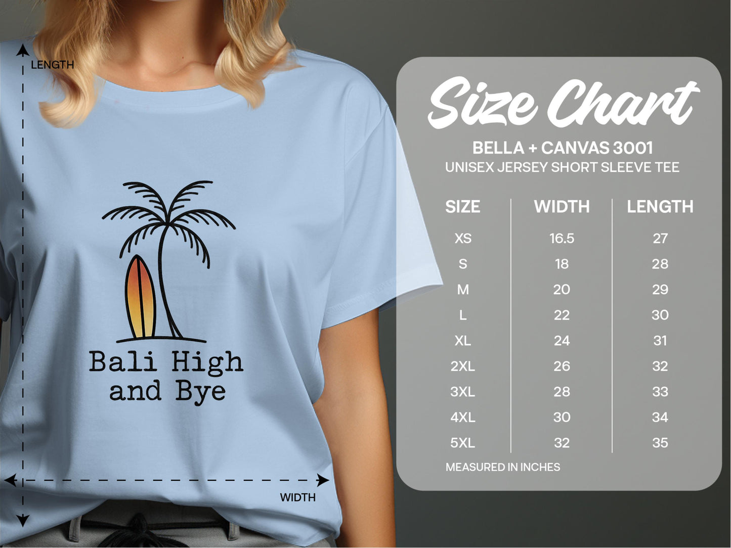 Bali High and Bye Shirt, Surfing Palm Tree Tee, Beach Vacation Shirt, Graphic T-Shirt, Unisex Jersey Tee, Short Sleeve Shirt