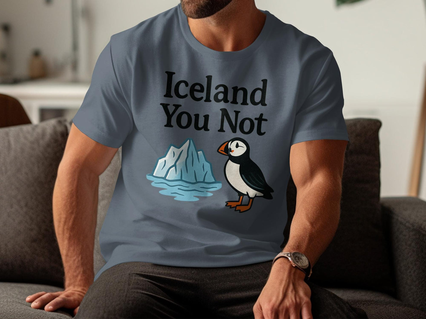Iceland You Not T-Shirt, Cute Puffin with Iceberg Graphic Tee, Fun Icelandic Bird Shirt, Unique Travel Gift Idea for Bird Lovers