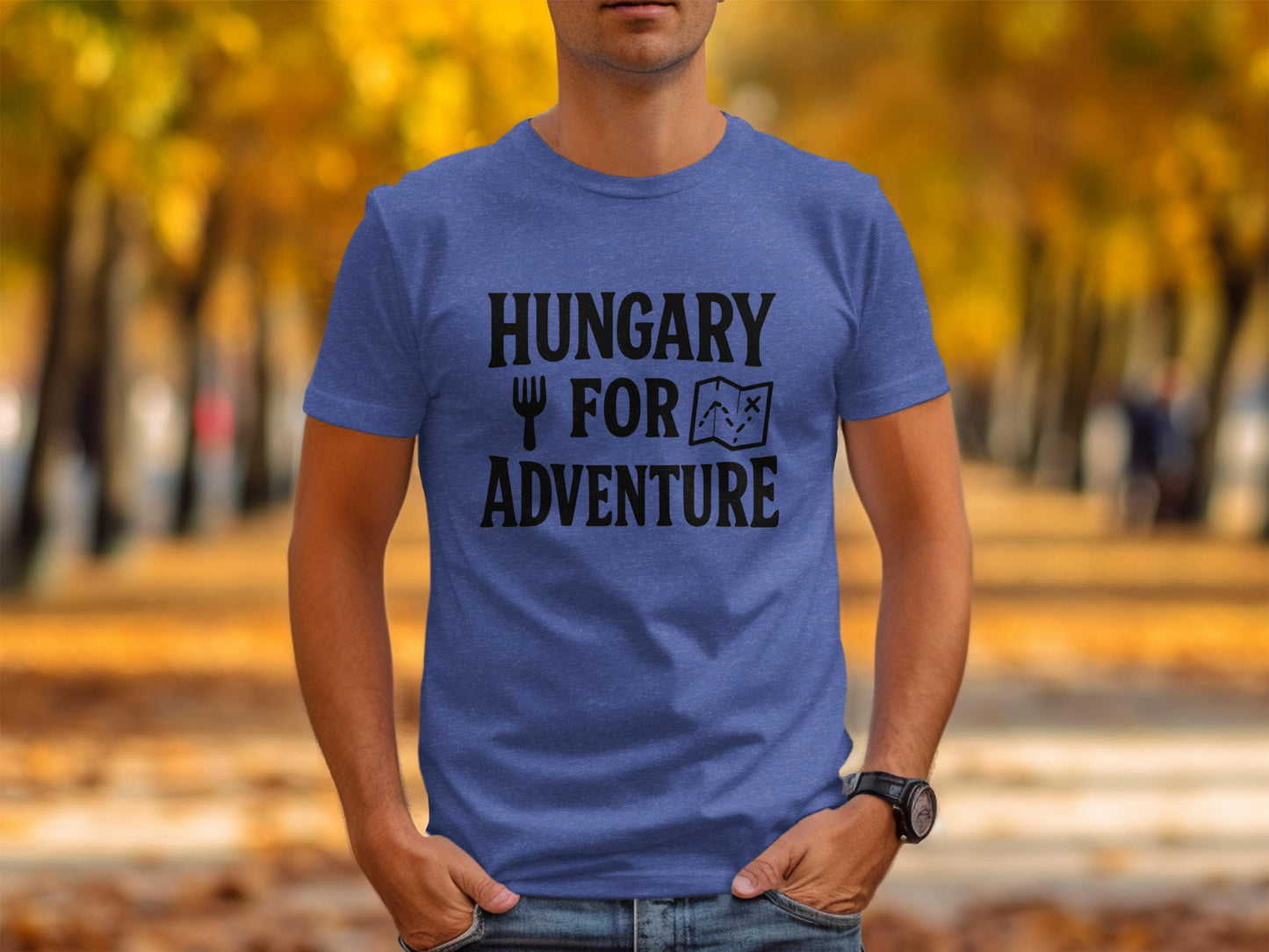 Hungary for Adventure T-Shirt, Unique Travel Themed Graphic Tee, Fun Souvenir Shirt, Perfect Gift for Travelers, Casual Wear