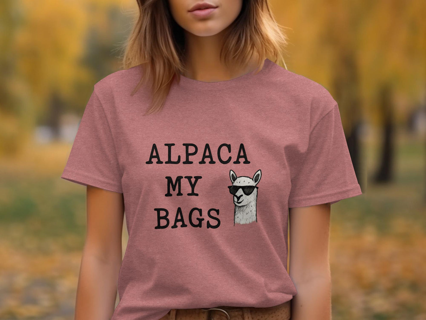 Alpaca My Bags T-Shirt, Funny Alpaca Shirt, Cute Llama Graphic Tee, Animal Pun Shirt, Adorable Alpaca Top, Humorous Gift Idea