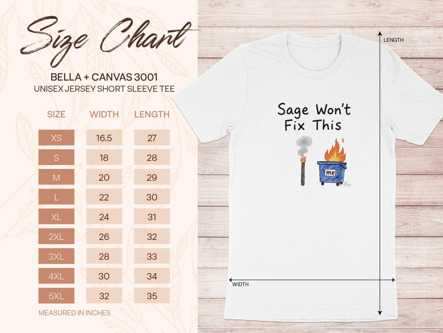 Funny Sage Won't Fix This Shirt, Unisex T-Shirt, Boho Witchcraft Humor Tee, Spiritual Healing Gift, Quirky Sarcastic Tee, Witty Graphic