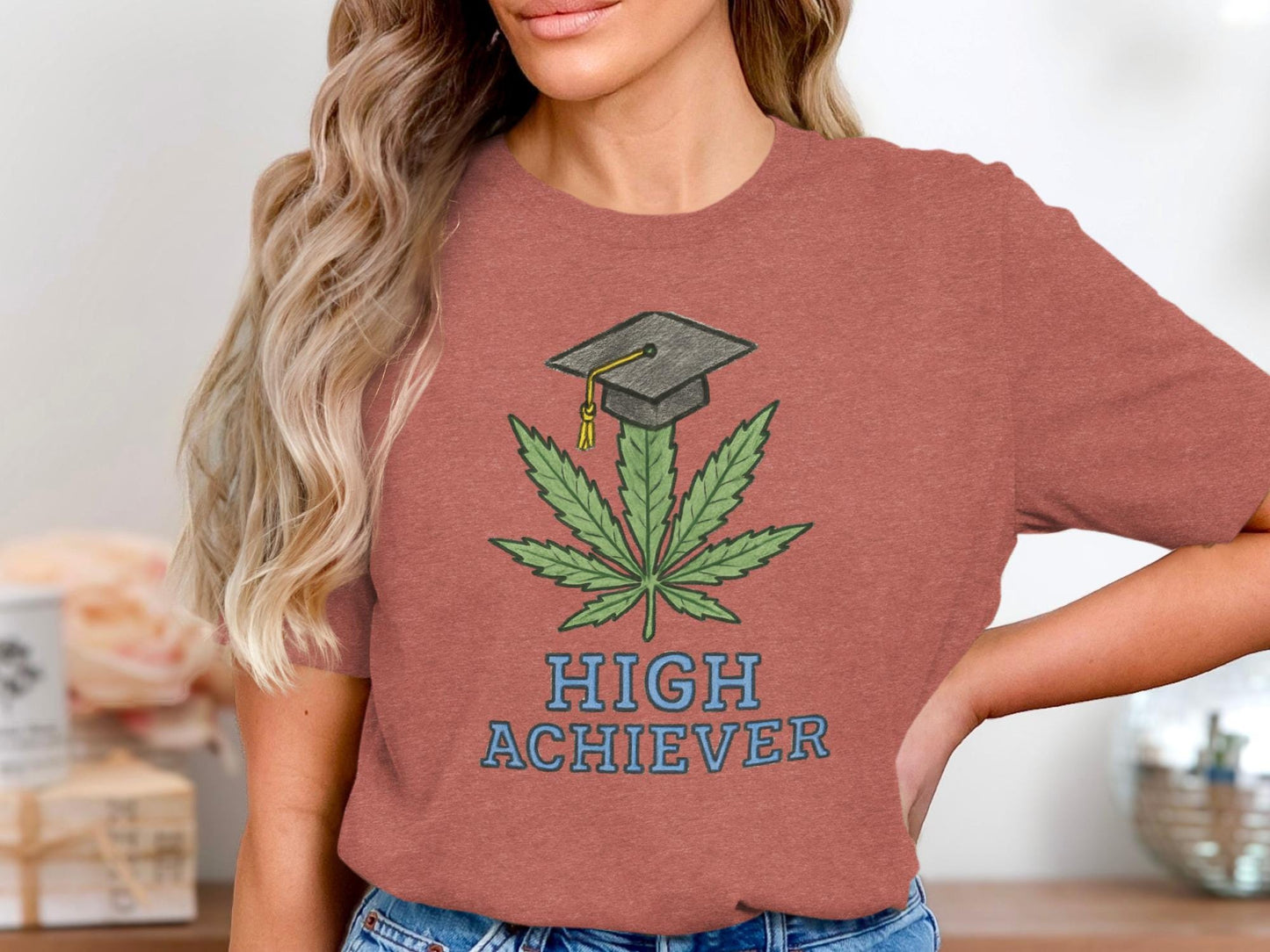 High Achiever T-Shirt, Graduation Cannabis Leaf Tee, Funny Grad Gift, Weed Lover Shirt, College Achievement, Marijuana Humor