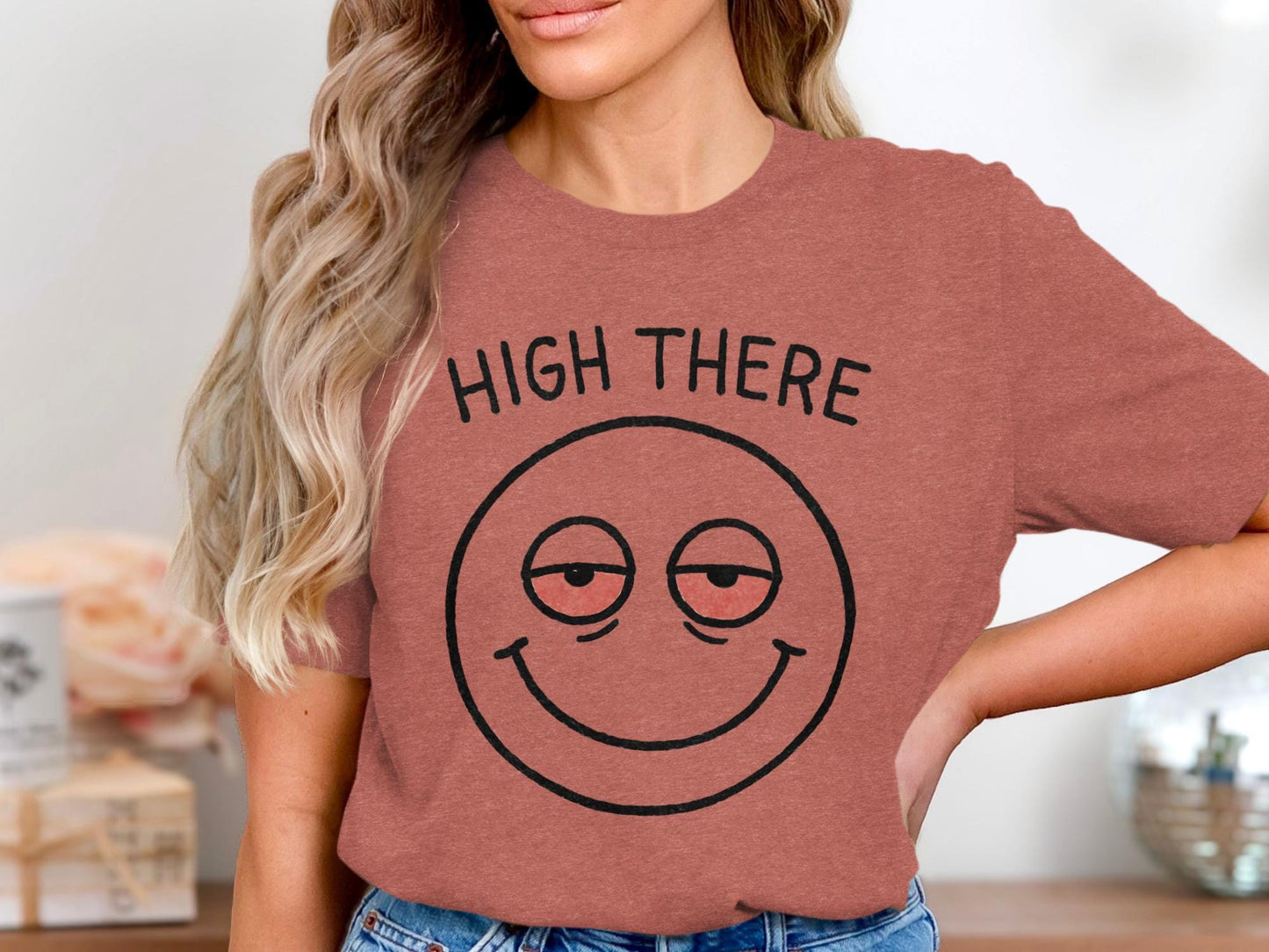 Funny High There Smiley Face T-Shirt, Cute Graphic Tee, Casual Unisex Shirt, Trendy Summer Top, Cool Statement Apparel