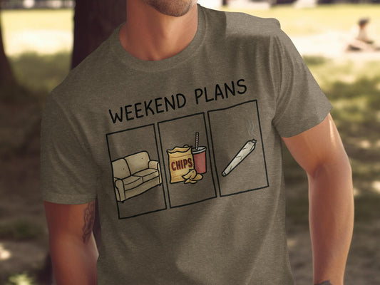Weekend Plans T-shirt, Funny Couch Potato Shirt, Chips and Soda Graphic Tee, Relaxation Weekend Shirt, Casual Fun Outfit