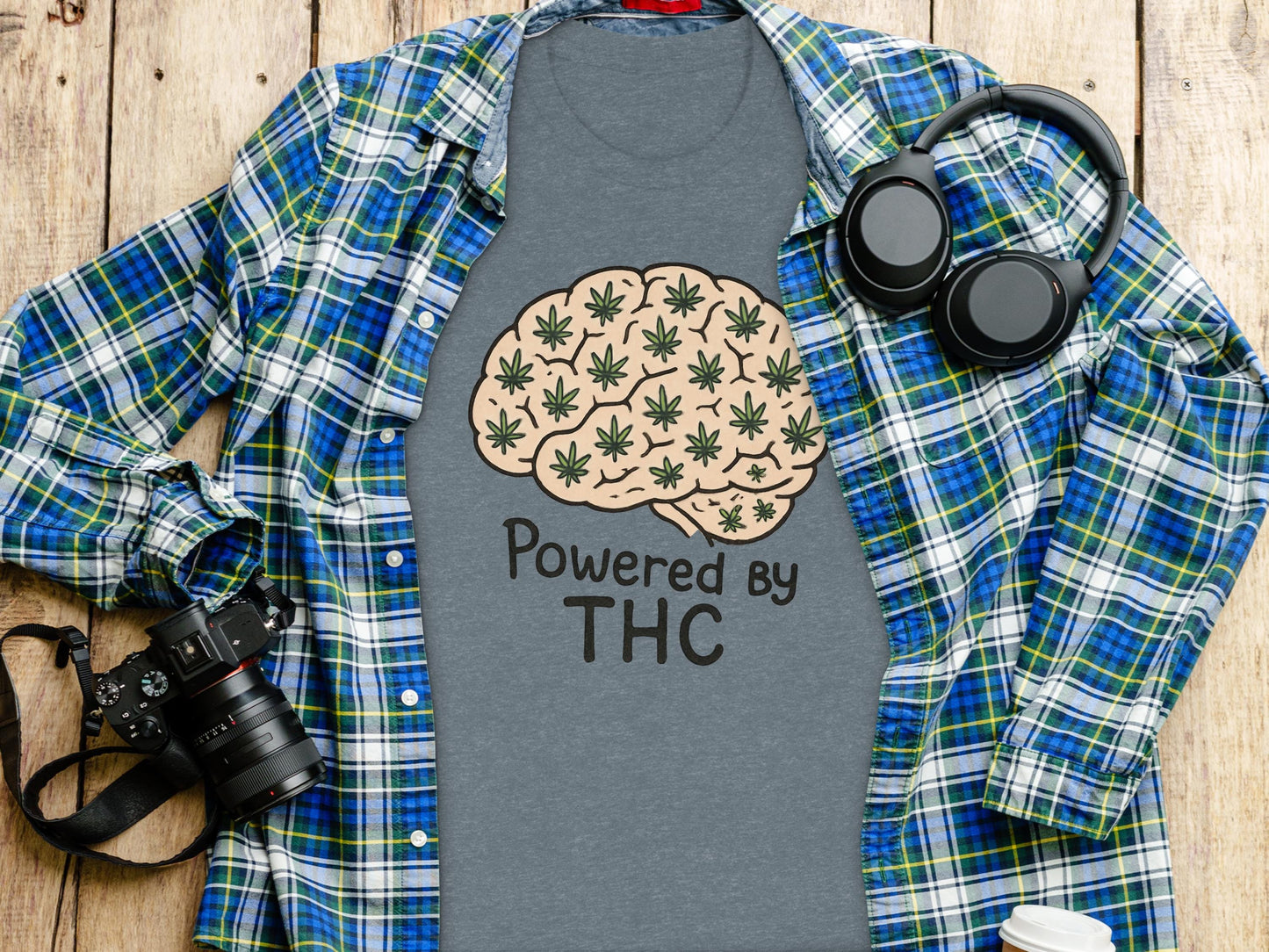 Powered by THC T-Shirt, Cannabis Brain Graphic Tee, Weed Enthusiast Shirt, Marijuana Lover Gift, Funny Stoner Apparel, Cannabis Gifts