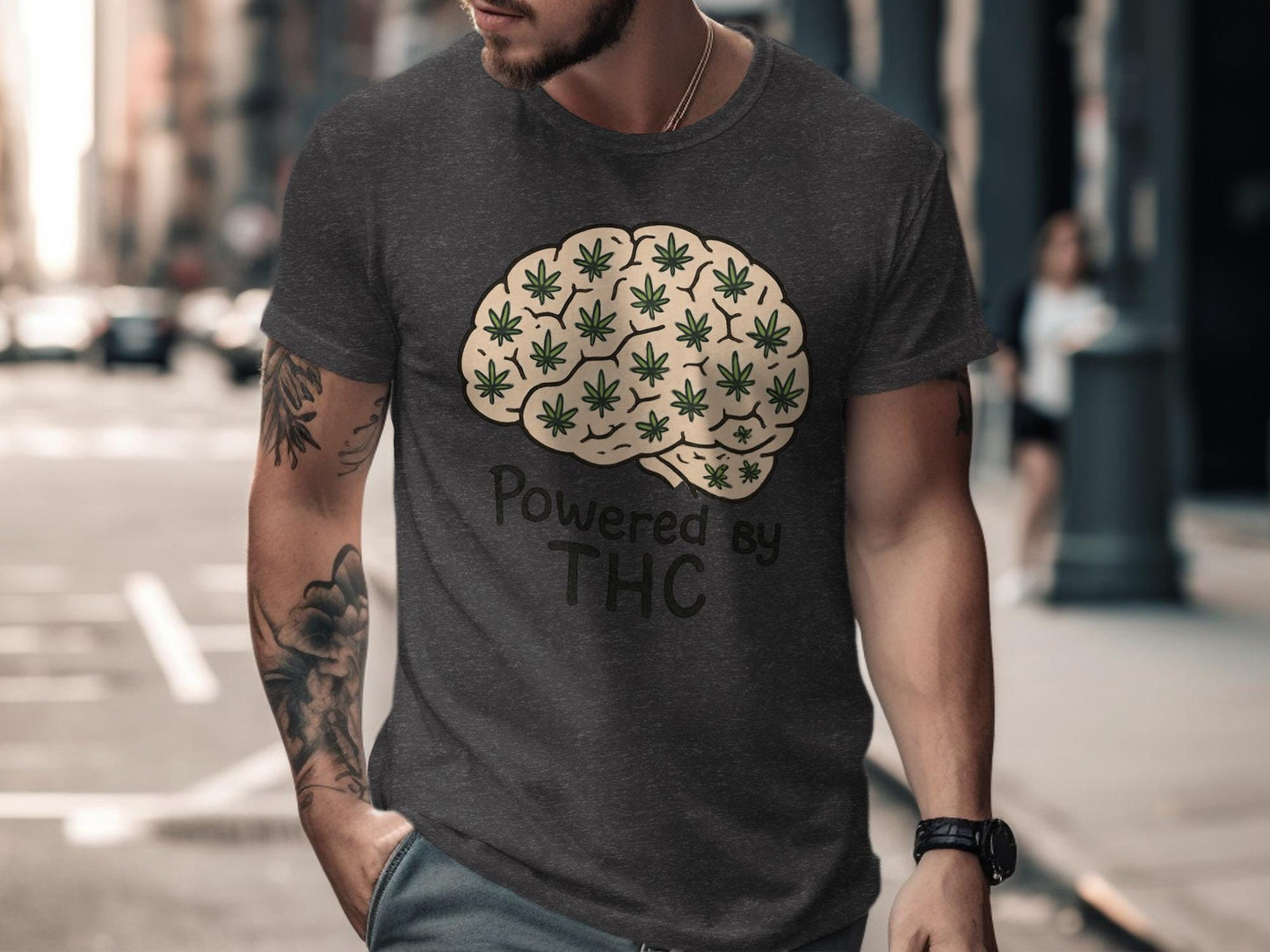 Powered by THC t-shirt, cannabis brain graphic tee, marijuana enthusiasts gift, weed lover shirt, funny stoner apparel