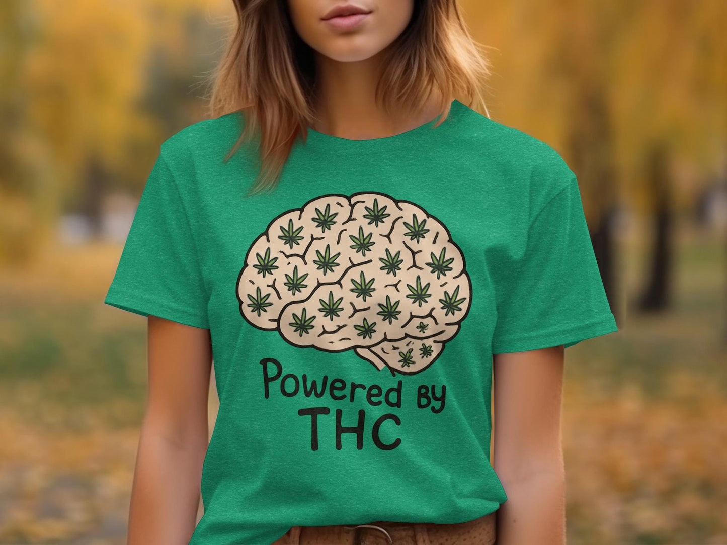 Funny Graphic Tee, Powered by THC Shirt, Cannabis Lover Gift, Weed Enthusiast T-Shirt, Novelty Marijuana Apparel, 420 Friendly Top