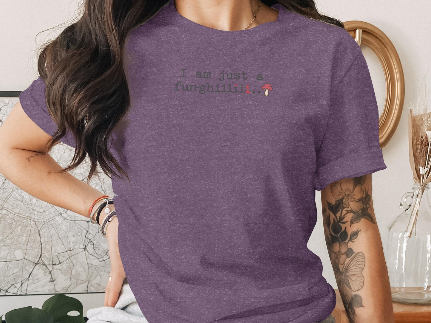 I am just a funghi tee, Mushroom lover shirt, Cute fungi graphic tee, Funny mushroom t-shirt, Whimsical botany top