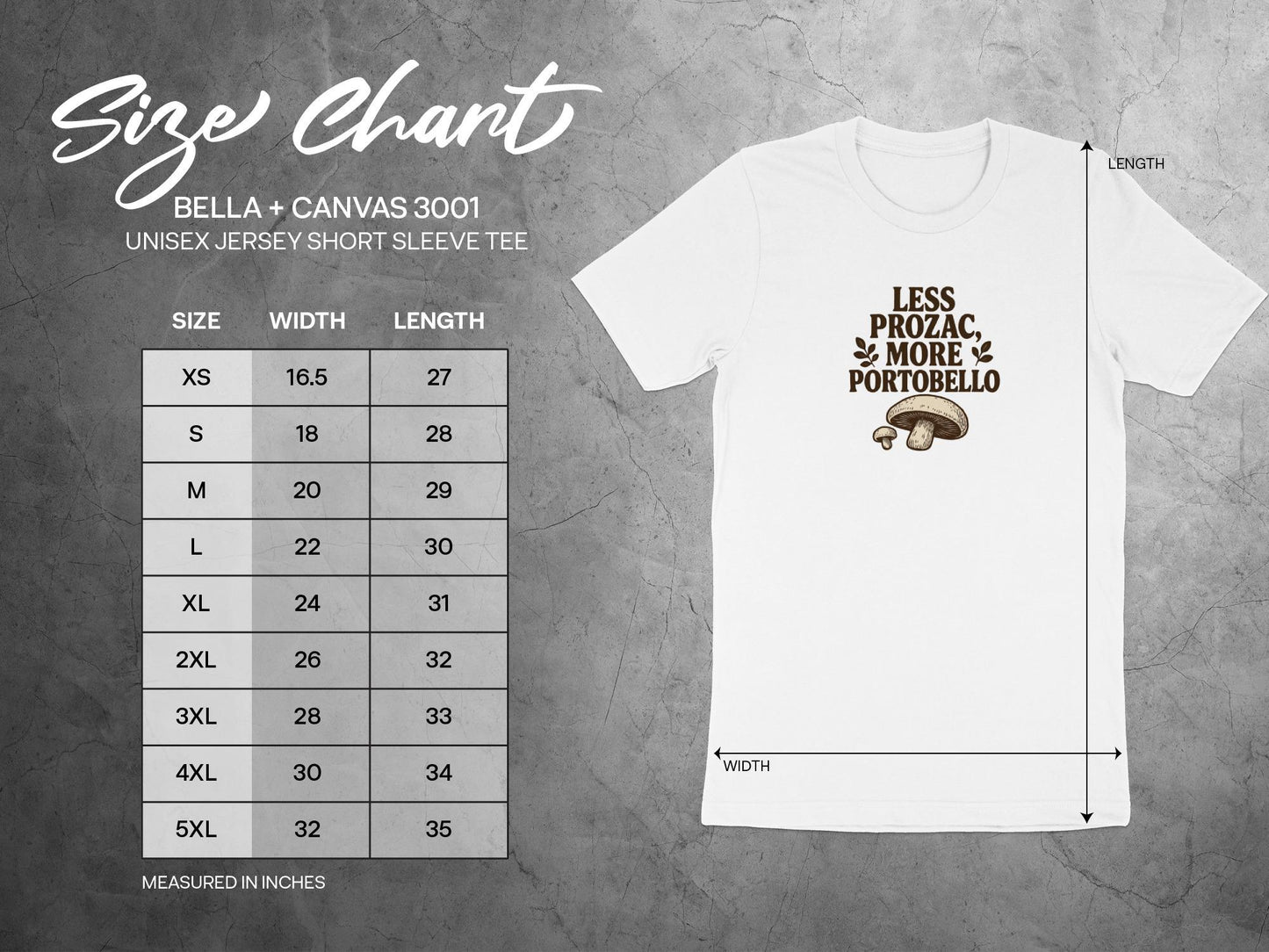 Less prozac more portobello T-Shirt, Funny Mushroom Tee, Motivational Quote Shirt, Unisex Jersey Short Sleeve, Casual Graphic Top