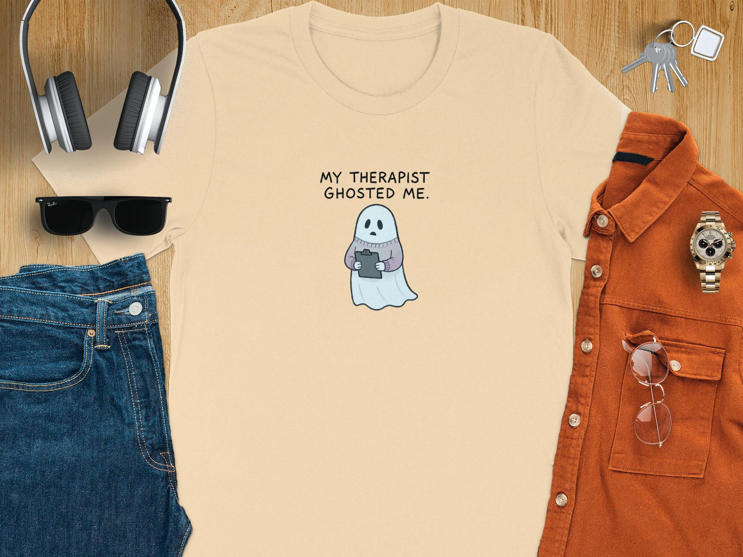 Funny Ghost T-Shirt, My Therapist Ghosted Me Tshirt, Cute Halloween Tee, Humorous Ghost Tee, Spooky Halloween Shirt, Gift for Friend