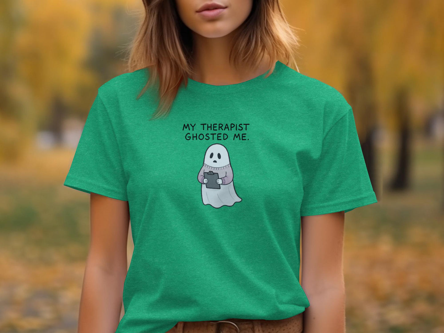 Funny Halloween T-Shirt, Ghosted Therapist Tee, Spooky Season Shirt, Humorous Halloween Apparel, Ghost Lover Gift, Cute Ghost Shirt