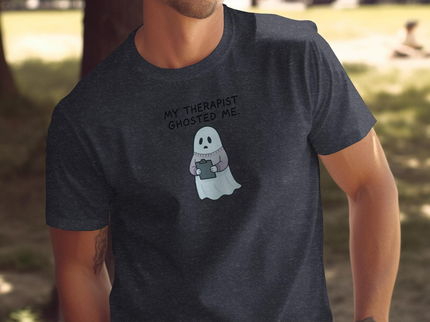 Halloween Shirt, My Therapist Ghosted Me, Funny Ghost T-Shirt, Spooky Season Tee, Humorous Halloween Apparel, Ghost Lover Gift