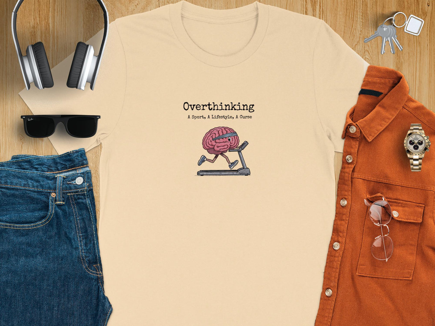 Overthinking graphic tee, funny brain t-shirt, gift for overthinkers, humorous workout shirt, unique design, casual wear