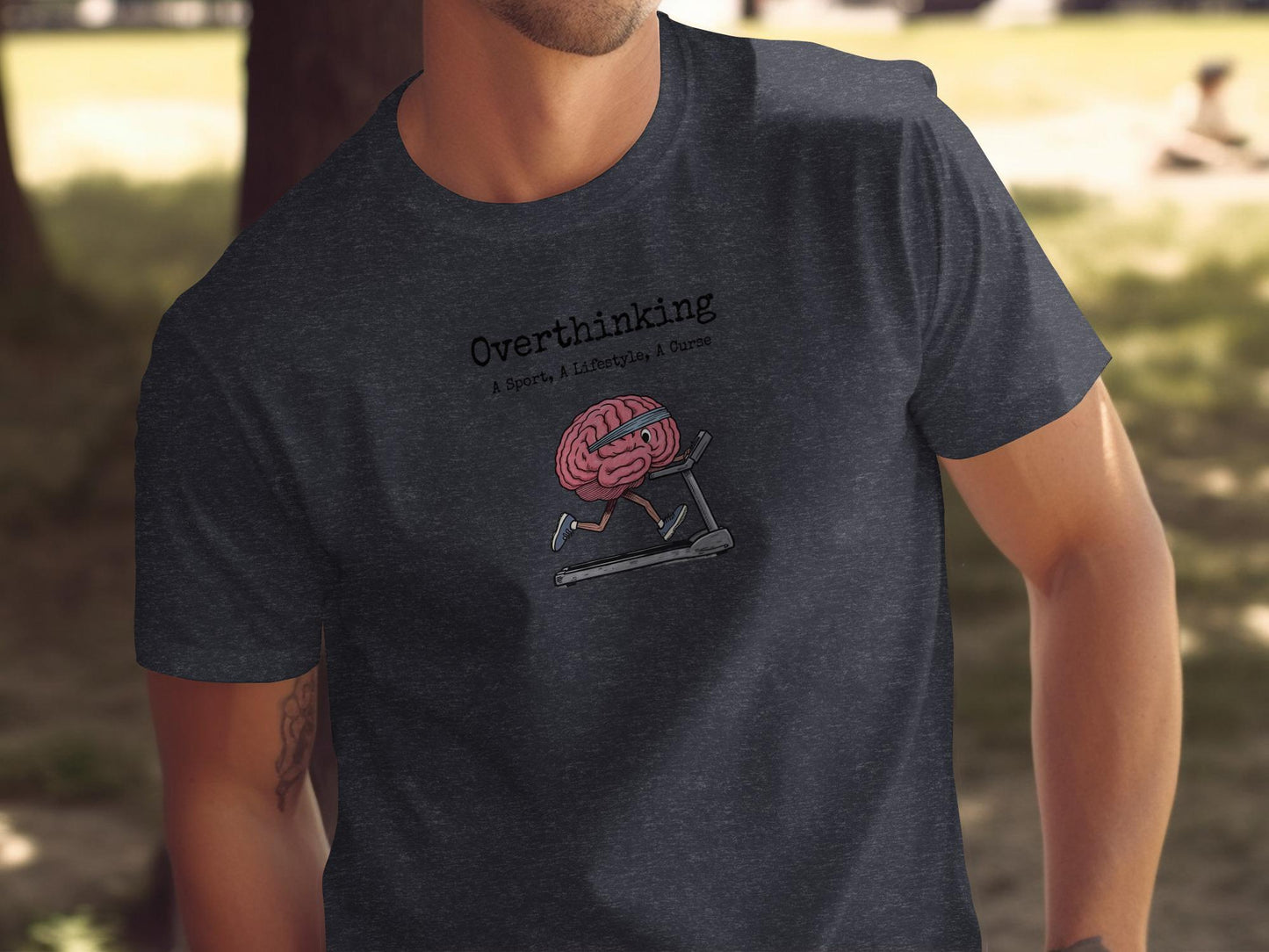 Overthinking Shirt, Funny Brain Treadmill Tee, Humorous Workout T-Shirt, Casual Graphic Tshirt, Unique Gifts, Cool Clothing