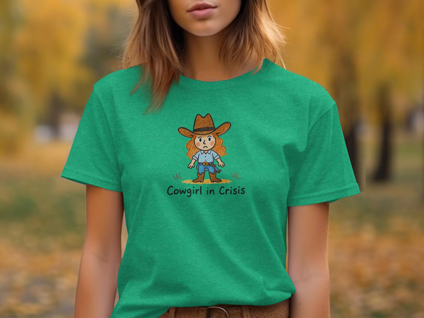 Cowgirl in Crisis T-Shirt, Funny Western T-Shirt, Cute Cowgirl Graphic Tee, Unique Gift for Her, Casual Outfit, Country Life Shirt