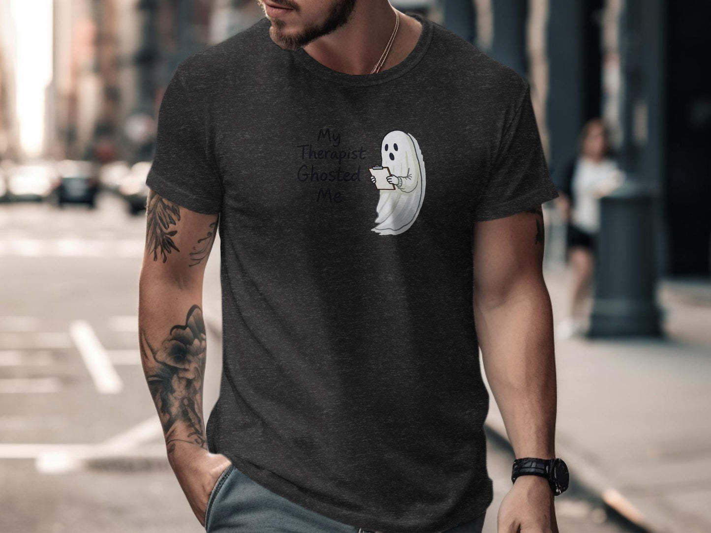 Funny Ghost T-Shirt, My Therapist Ghosted Me Shirt, Halloween Graphic Tee, Spooky Humor Shirt, Ghost Apparel, Casual Top