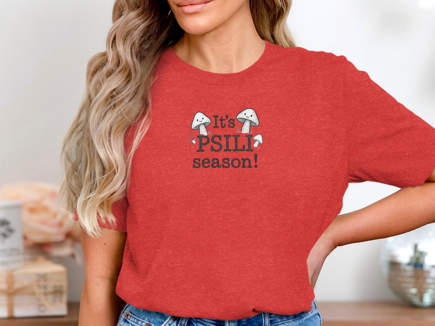 It's PSILI Season Shirt, Mushroom Lover Gift Tee, Psychedelic Enthusiast Top, Fun Fungi Graphic T-shirt, Casual Tee for Women