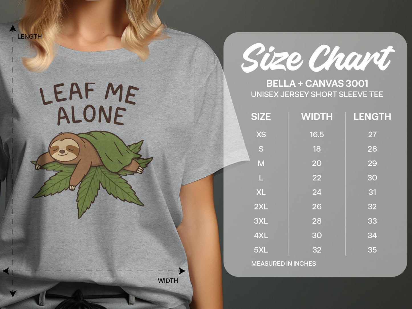 Leaf Me Alone Sloth Unisex Shirt, Funny Sloth T-Shirt, Cute Graphic Tee for Women and Men, Casual Short Sleeve Top