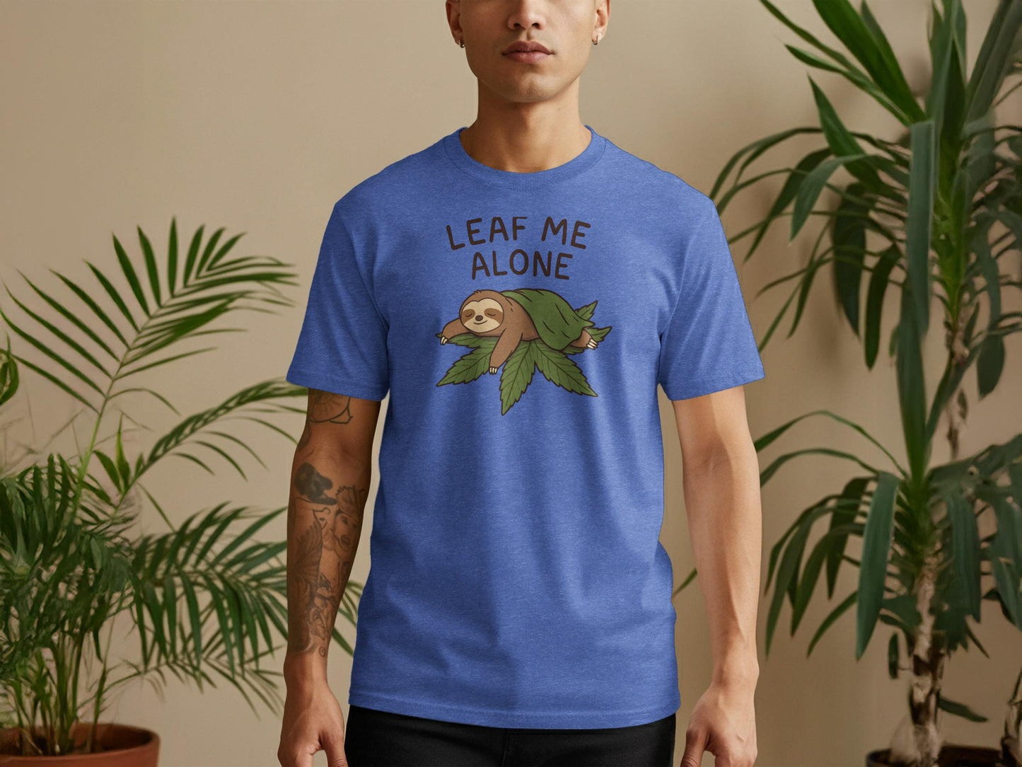 Funny Sloth Graphic T-Shirt, Leaf Me Alone Sloth Shirt, Cute Sloth Tee, Sloth Lover Gift, Humorous Graphic Tee, Sloth Themed Shirt