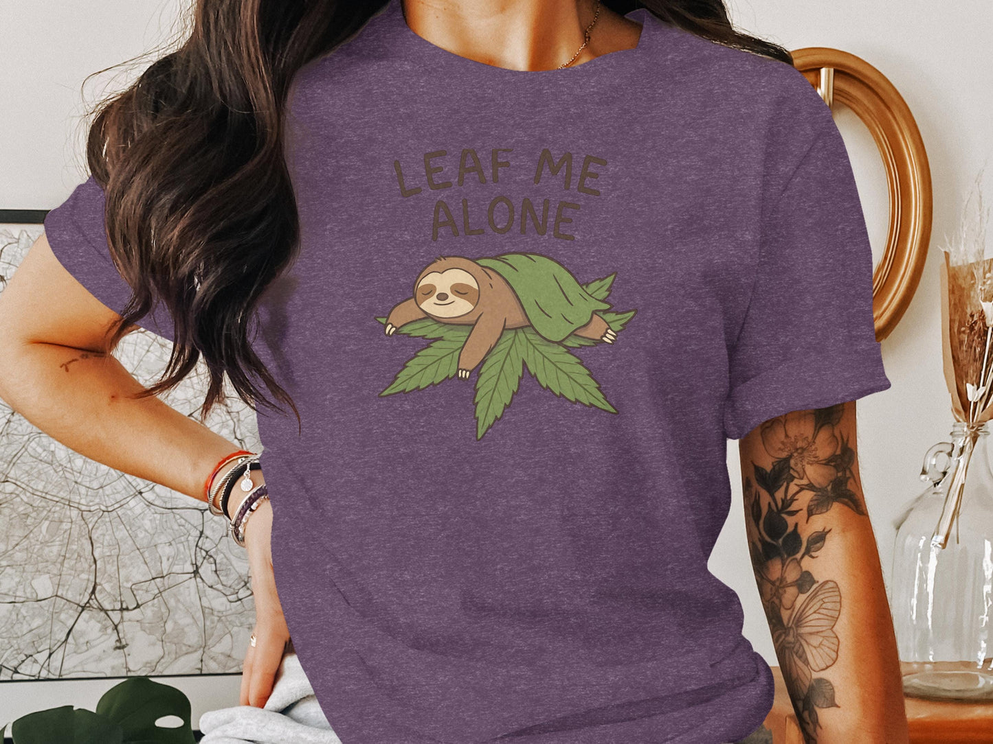 Sloth T-Shirt, Leaf Me Alone Shirt, Cute Graphic Tee, Funny Sloth Shirt, Humorous Animal Shirt, Sloth Lover Gift, Relaxation Tee