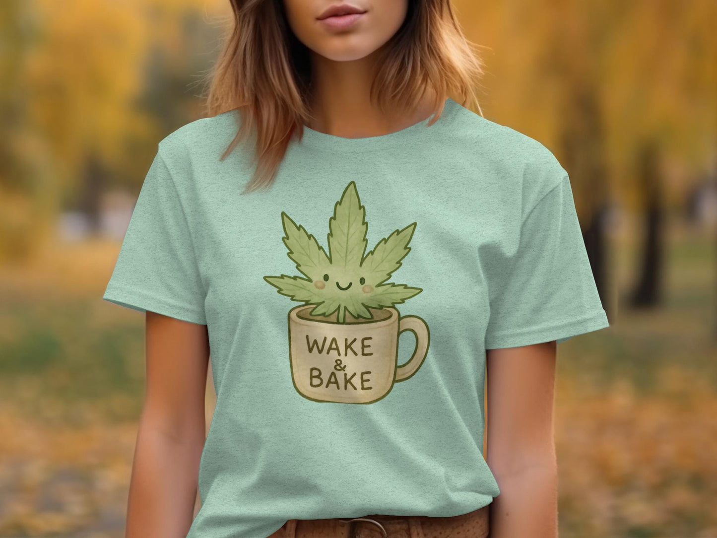 Wake and Bake T-Shirt, Funny Cannabis Mug Tee, Cute Weed Lover Shirt, Stoner Gift Idea, Marijuana Humor Shirt, 420 Clothing for Women