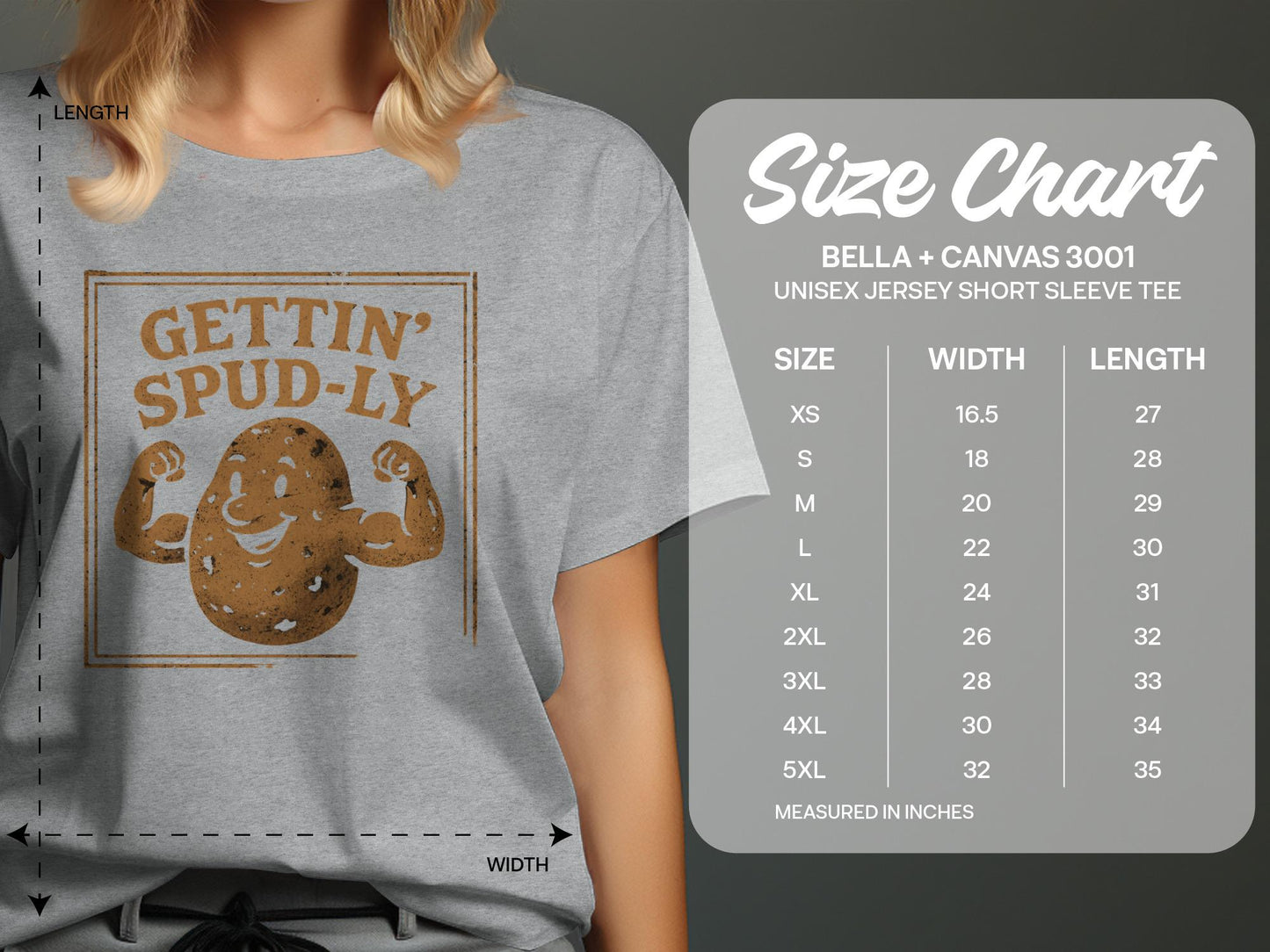 Gettin Spudly Funny Potato T Shirt, Cute Vegetable Shirt, Unisex Jersey Tee, Comfy Graphic Tee, Gift for Potato Lovers
