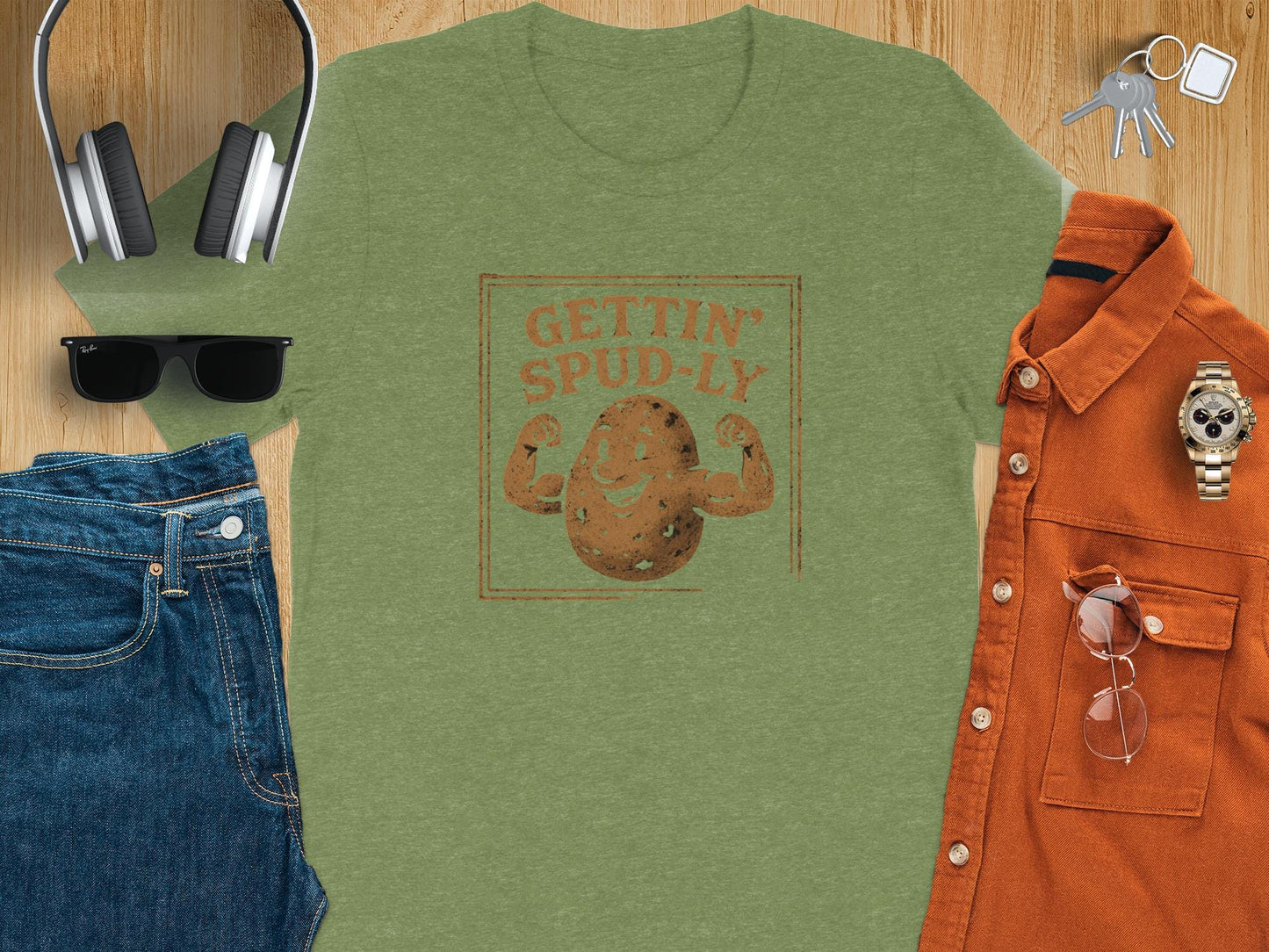 Funny Potato Shirt, Gettin' Spud-ly Tee, Humorous Vegetable Clothing, Foodie Graphic Tee, Novelty Gift Idea, Cute Funny T-Shirt