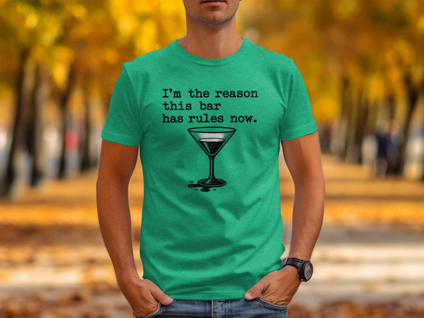 Funny Drinking Shirt, I'm The Reason This Bar Has Rules Now Tee, Humor Party T-Shirt, Sarcastic Alcohol Shirt for Men