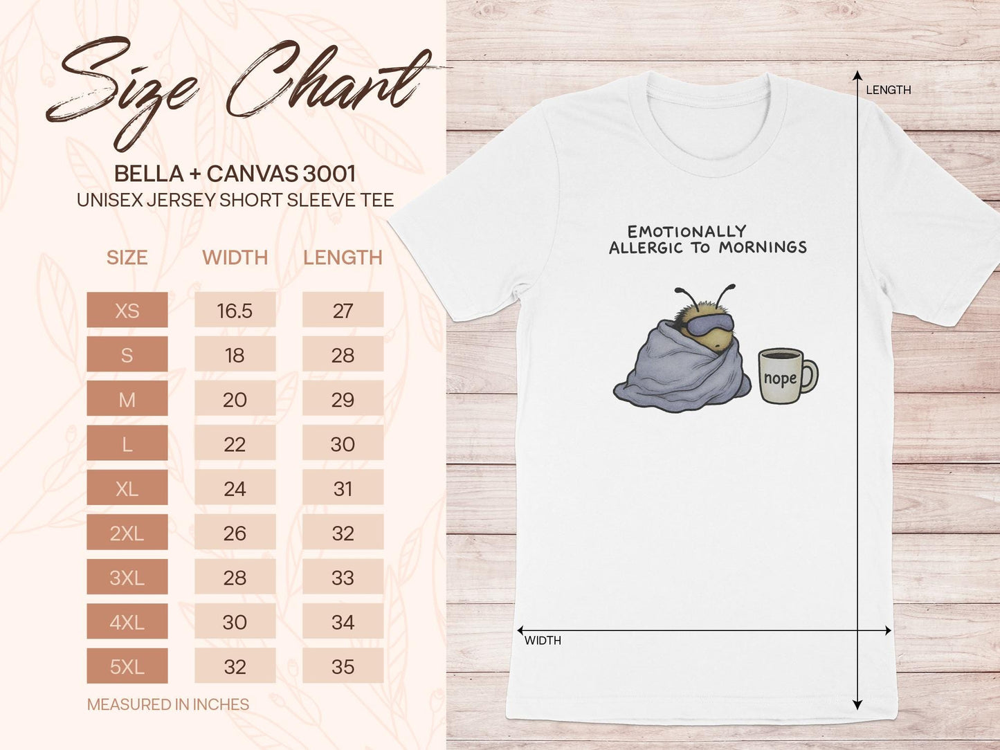 Emotionally Allergic to Mornings T-Shirt, Funny Sloth Tee, Nope Coffee Shirt, Unisex Jersey Short Sleeve, Cute Graphic Top