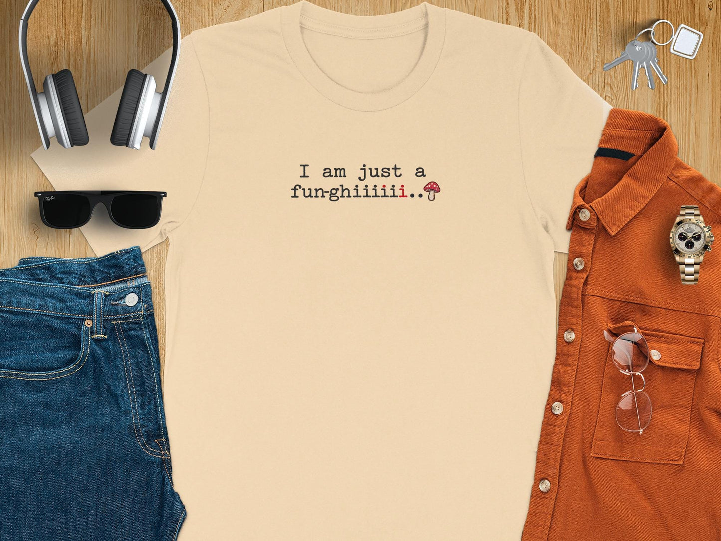 Funny Mushroom Shirt, I Am Just A Fungi Shirt, Cute Graphic Tee, Mushroom Lover Gift, Trendy Casual Wear, Humorous T-shirt